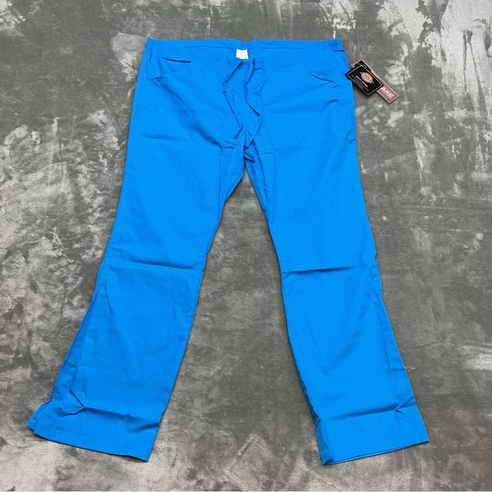 Dickies Scrub Bottoms Pants Women’s Large Easy Care Flare Solid Blue drawstring